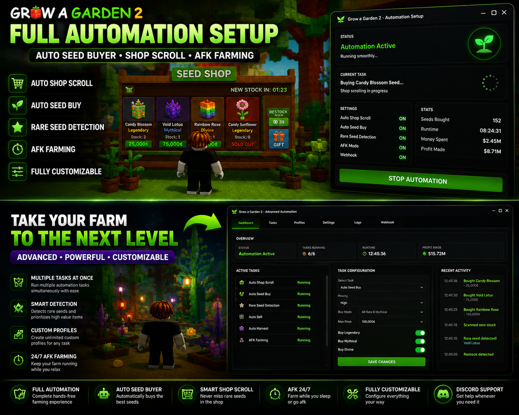 Grow a Garden 2 Auto Seed Buyer & AFK Setup